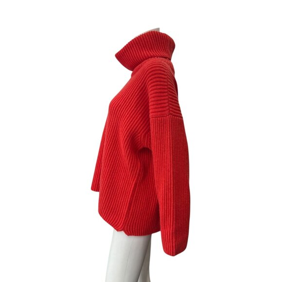 $399 NWT N. Peal Red Rosehip Oriana Pullover Turtleneck Knit Jumper size Large - Picture 5 of 10
